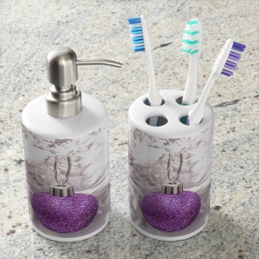 Solitary Purple Christmas Ball Soap Dispenser And Toothbrush Holder (Front)