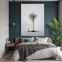 Solitary Reflection Minimalist Black and White Art