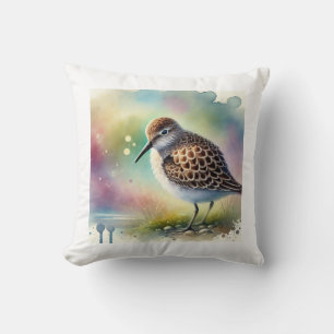 Solitary Sandpiper 140724AREF102 - Watercolor Throw Pillow