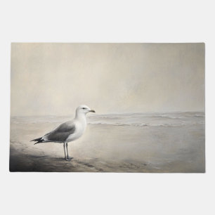 Solitary Seagull by the Shore Doormat