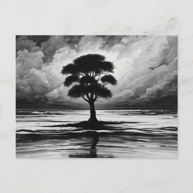 Solitary Serenity: A Tree's Resilience Postcard (Front)