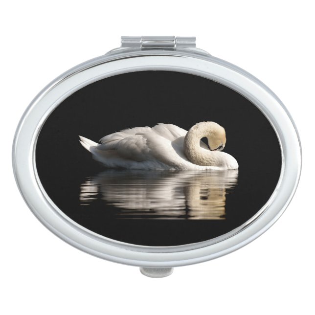 Solitary Swan Compact Mirror (Front)
