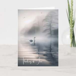 Solitary Swan On Calm Misty Lake Card