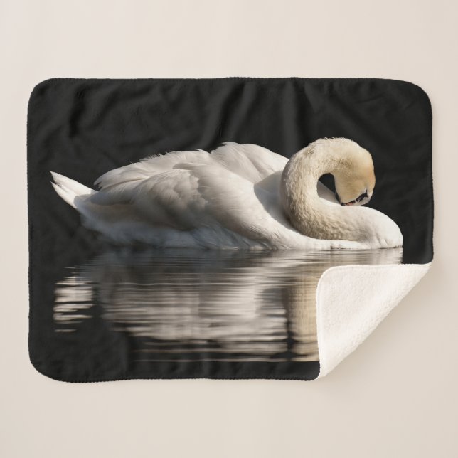 Solitary Swan Sherpa Blanket (Front (Horizontal))