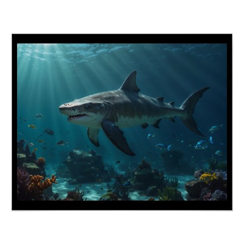 Solitary Swimming Shark  Poster