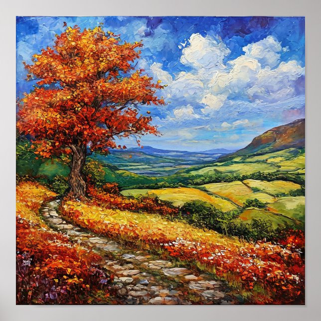 🌳 Solitary Tree Empty Meadow Landscape Serenity Poster (Front)