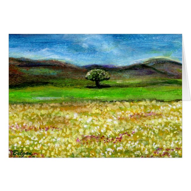 SOLITARY TREE IN THE FIELD,TUSCANY CARDS (Front Horizontal)