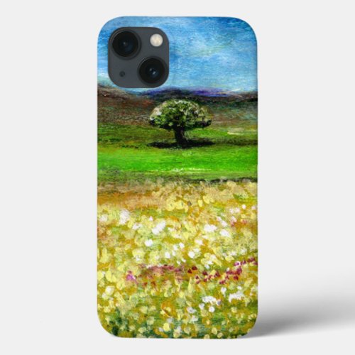 SOLITARY TREE IN THE YELLOW FLOWER FIELDTUSCANY iPhone 13 CASE