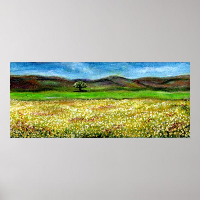 SOLITARY TREE IN THE YELLOW FLOWER FIELD,TUSCANY POSTER (Front)