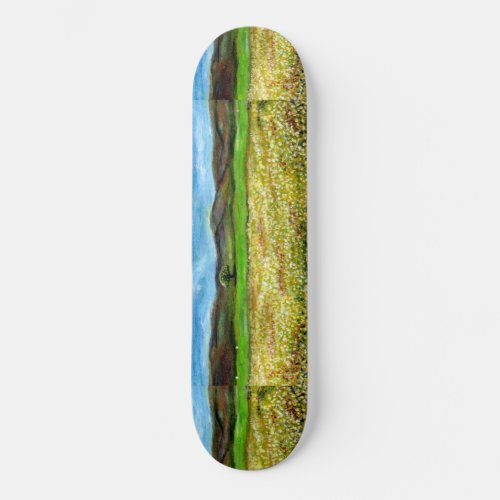 SOLITARY TREE IN THE YELLOW FLOWER FIELDTUSCANY SKATEBOARD DECK