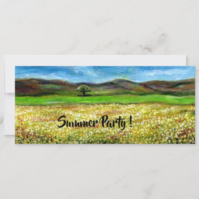 SOLITARY TREE ,YELLOW FIELD SUMMER PARTY PROGRAMME INVITATION (Front)