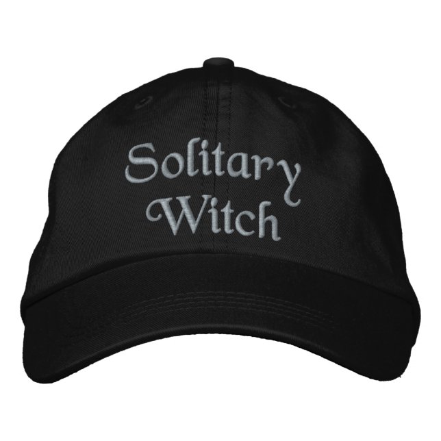 Solitary Witch Quote Purple Personalised Black  Embroidered Baseball Cap (Front)