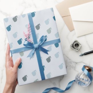 Solitude, Abstract Blue and Grey Wrapping Paper