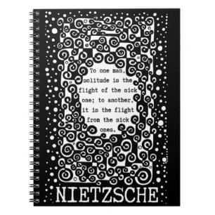 SOLITUDE black and white quote by Nietzsche Notebook