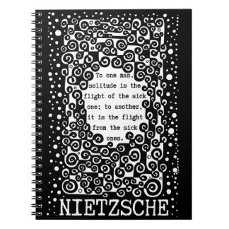 SOLITUDE black and white quote by Nietzsche Notebook