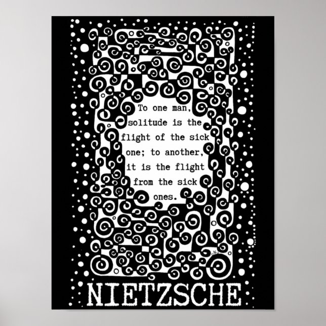 SOLITUDE black and white quote by Nietzsche Poster (Front)