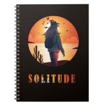 Solitude , Girl stand with a backup of sunset