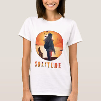 Solitude , Girl stand with a backup of sunset T-Shirt