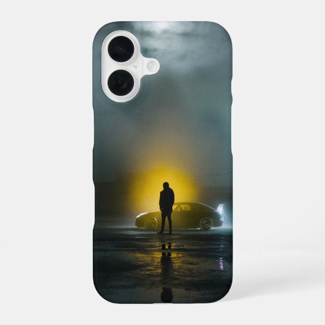 Solitude in the Glow: A Nocturnal Encounter iPhone Case (Back)