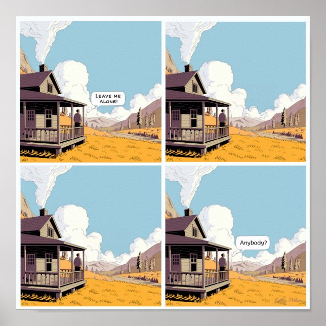 Solitude Loneliness Cartoon Poster Print Wall Art (Front)