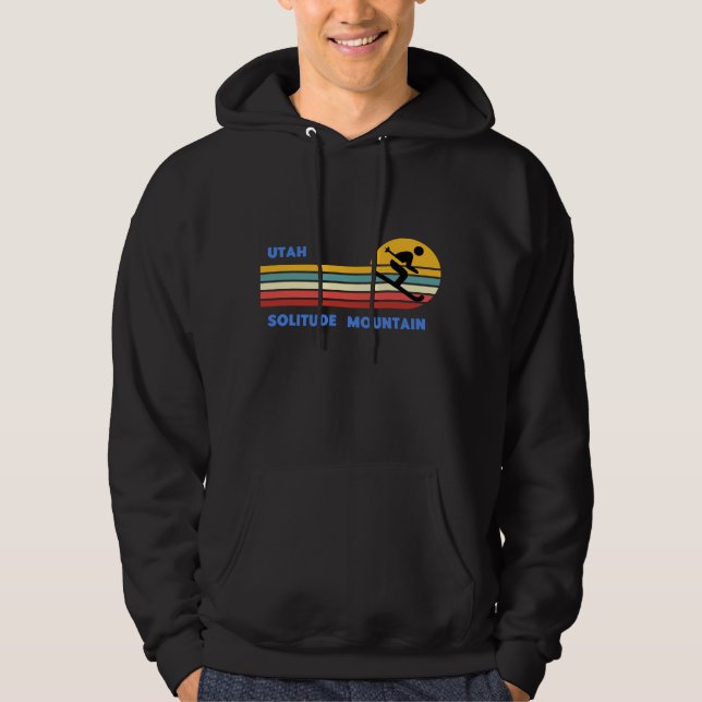 Solitude Mountain Utah Skiing Skier Ski Retro Sun Hoodie (Front)