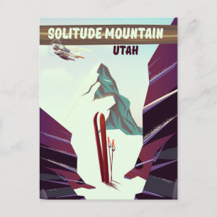 Solitude Mountain Utah vintage travel poster. Postcard