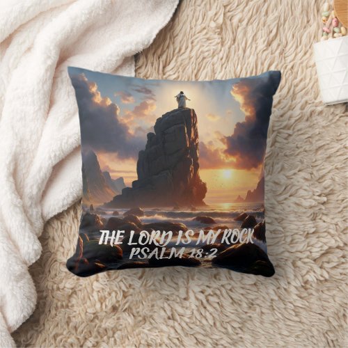 Solitude on the Sea THE LORD IS MY ROCK Throw Pillow