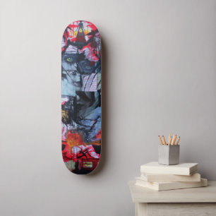 Solitude Stands Goth Love Mixed Media Unique Art Skateboard Deck