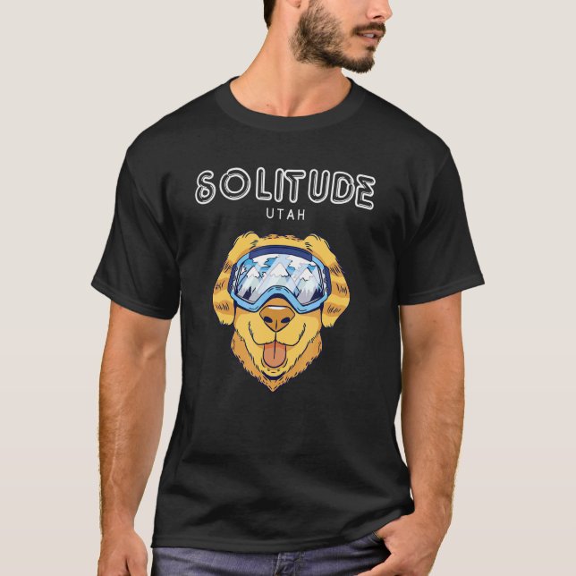 Solitude Utah - Funny Dog Ski Googles T-Shirt (Front)