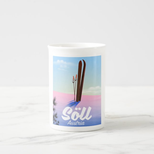 Söll, Austria Ski travel poster Bone China Mug (Front)