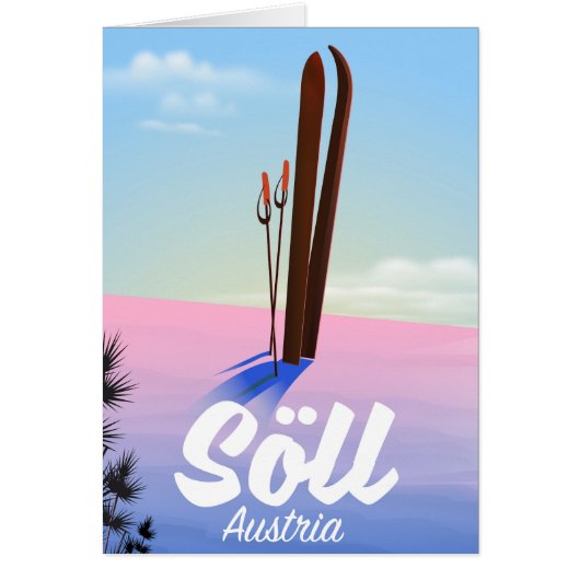 Söll, Austria Ski travel poster Cards (Front)