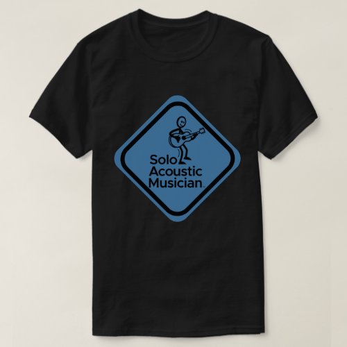 Solo Acoustic Musician Mens Black Tee Blue Logo 