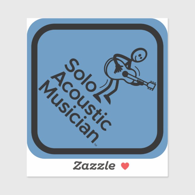 Solo Acoustic Musician Sticker 4"x4" Blue (Sheet)