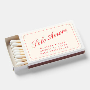 Solo Amore Red Retro Aesthetic Italian Wedding Matchboxes