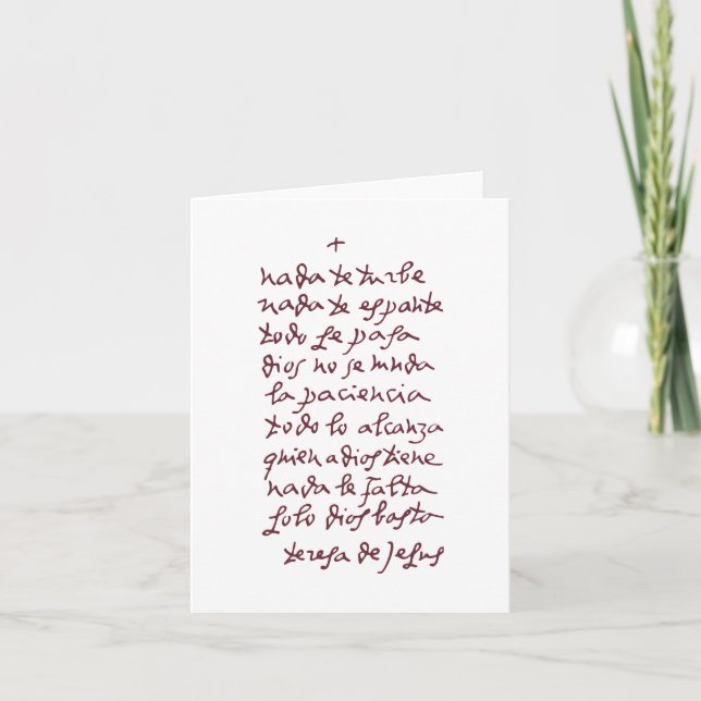Solo Dios basta (Let nothing disturb thee) Thank You Card (Front)