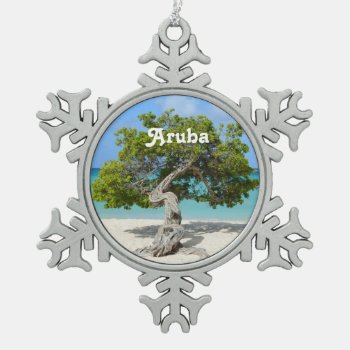 Solo Divi Divi Tree In Aruba Snowflake Pewter Christmas Ornament by GoingPlaces at Zazzle