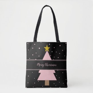 Solo Pink Christmas Tree and Golden Star Black