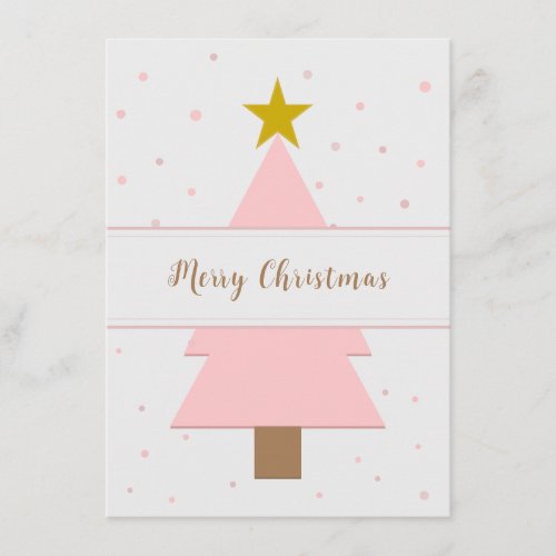 Solo Pink Christmas Tree and Golden Star Enclosure Card