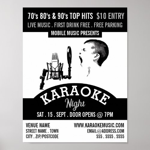 Solo Singer Karaoke Event Advertising Poster