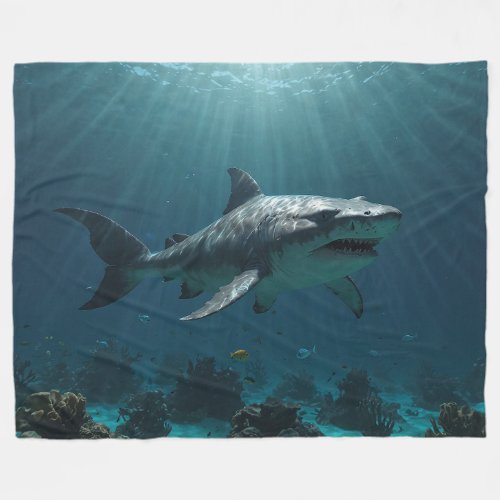 Solo Swimming Shark  Fleece Blanket
