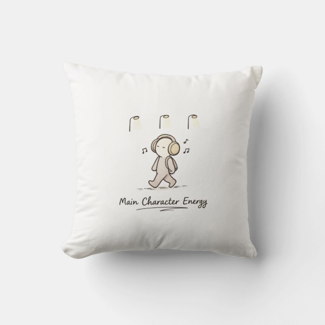 Solo Walk Headphones Main Character  Throw Pillow (Front)