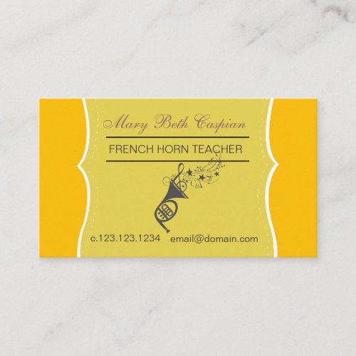 Golden French Horn Business Card Templates
