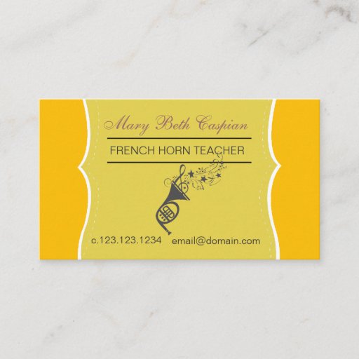 Customizable Golden French Horn Business Card Templates