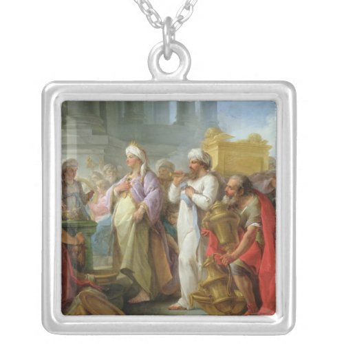 Solomon Before the Ark of the Covenant 1747 Silver Plated Necklace