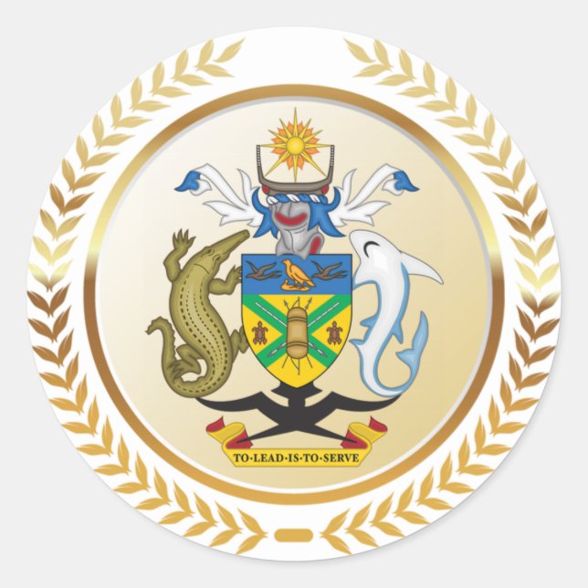 Solomon Islands Coat of Arms Classic Round Sticker (Front)