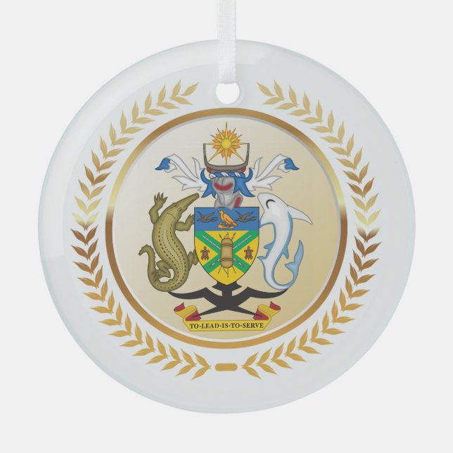 Solomon Islands Coat of Arms Glass Ornament (Front)