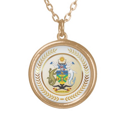 Solomon Islands Coat of Arms Gold Plated Necklace