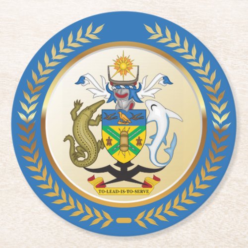 Solomon Islands Coat of Arms Round Paper Coaster