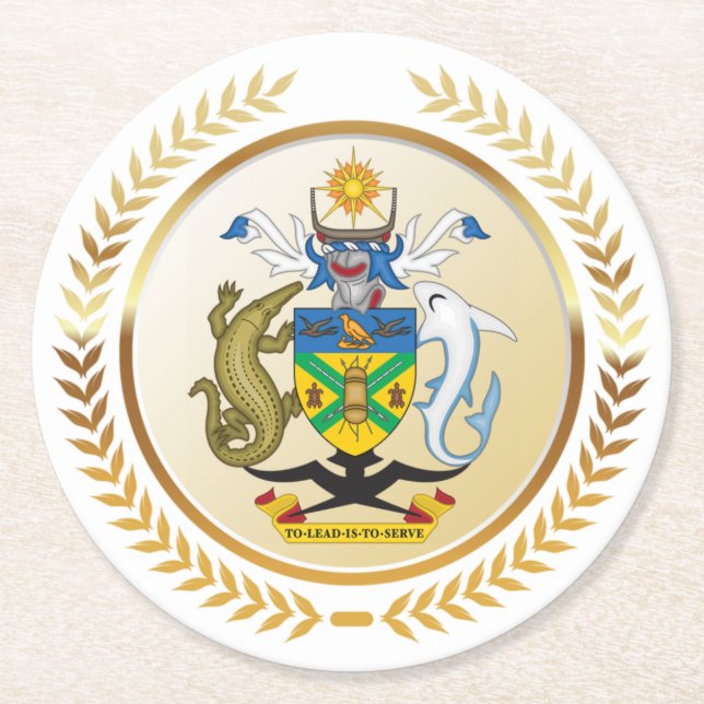 Solomon Islands Coat of Arms Round Paper Coaster (Front)