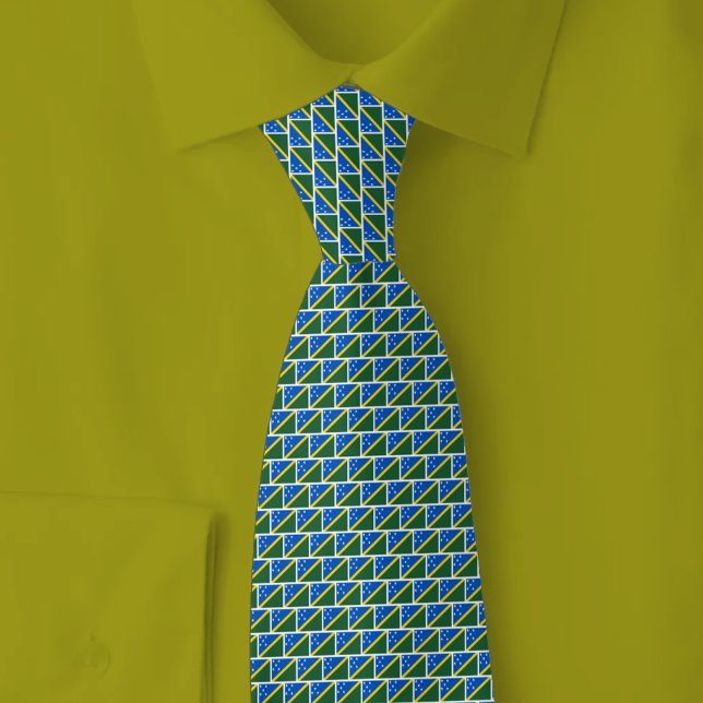 Solomon Islands Flag Brick Pattern Neck Tie (Creator Uploaded)